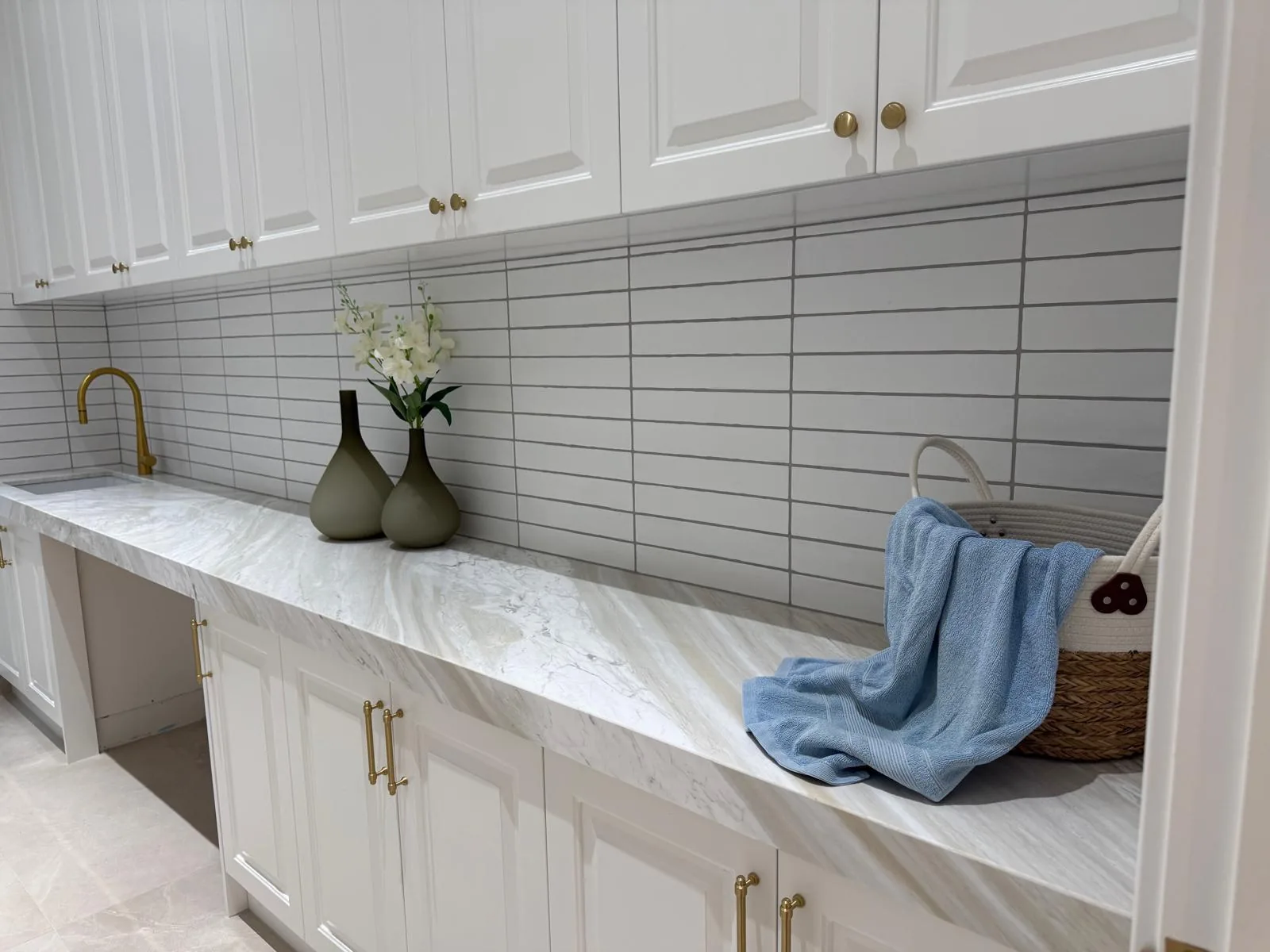 Construction progress — tile work